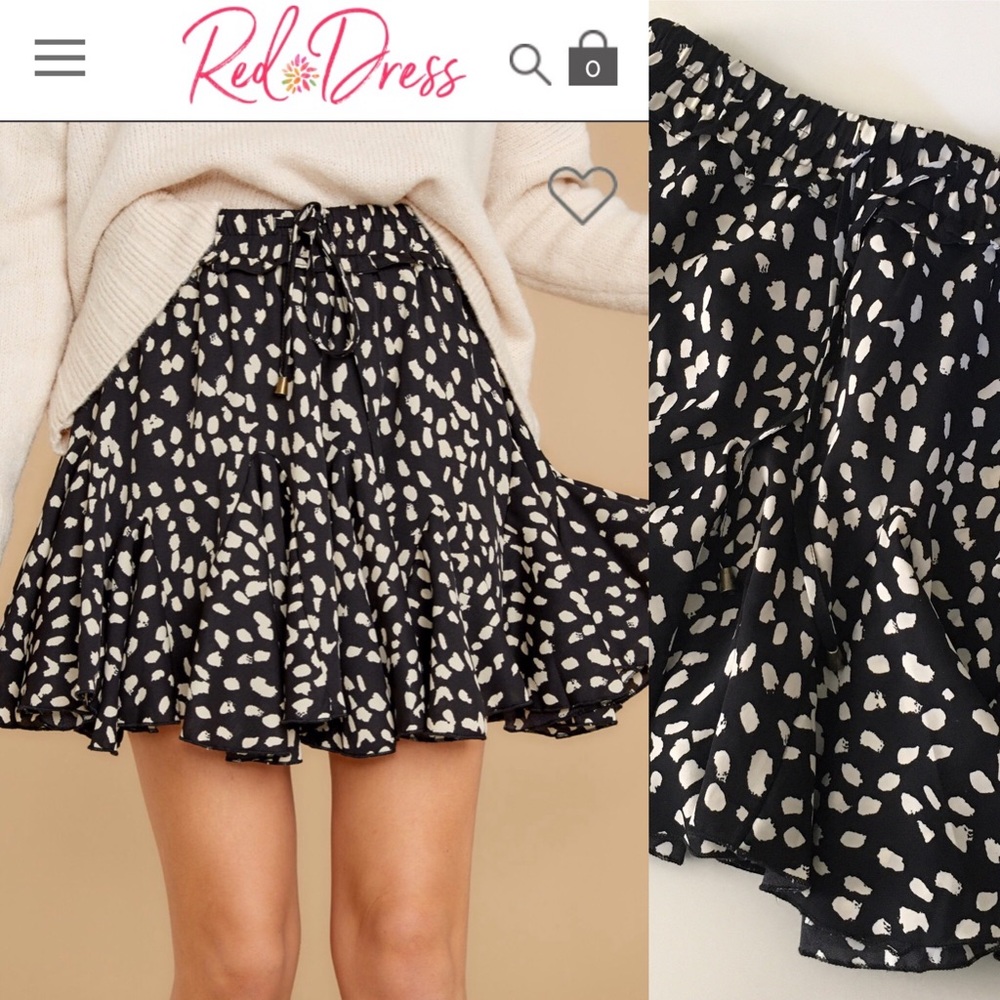 Black & White Ruffled Chiffon Skort